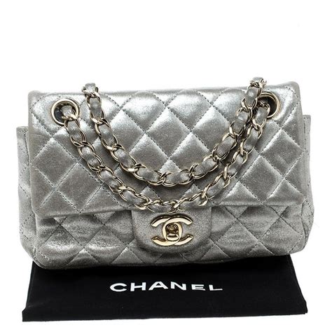 Chanel mini flap bag silver